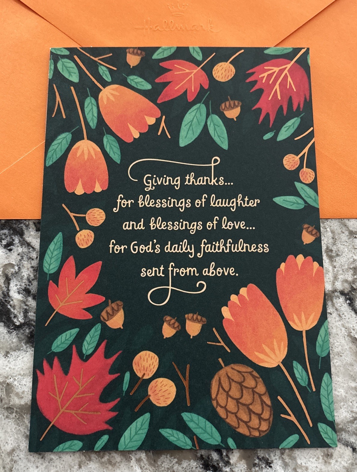 THANKSGIVING Giving Thanks Blessings Of Love 5”x7” Religious Greeting Card