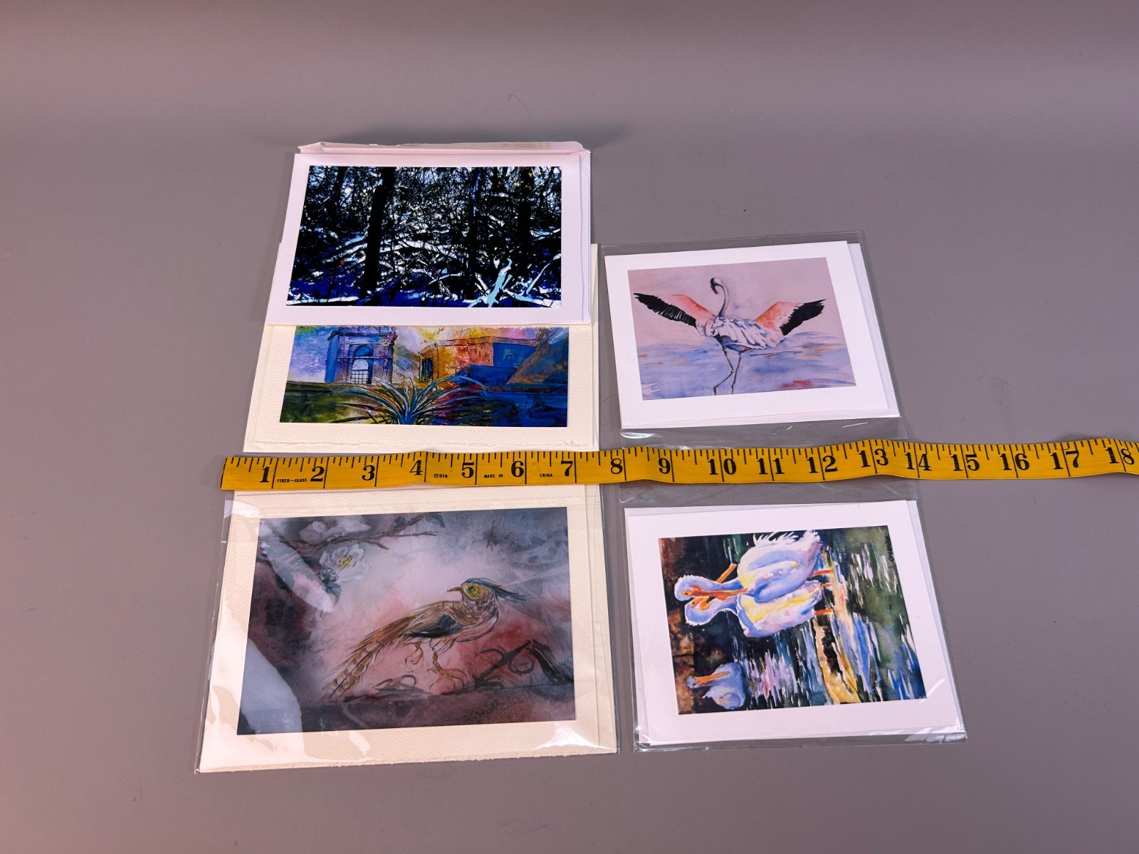 Lot 5 Watercolor Glossy Print Art Cards Artist Birds Landscape Sylvia St. Jean