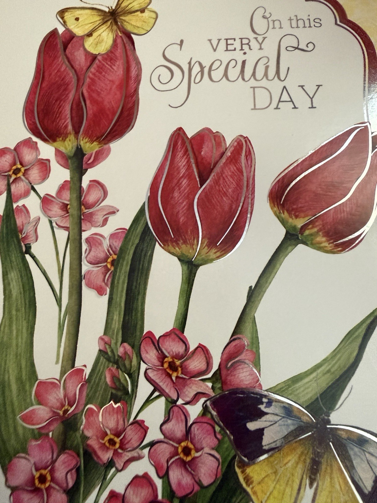 “On this Very Special Day” – Happy Birthday – Red Tulips – 5.5″ X 7.5″