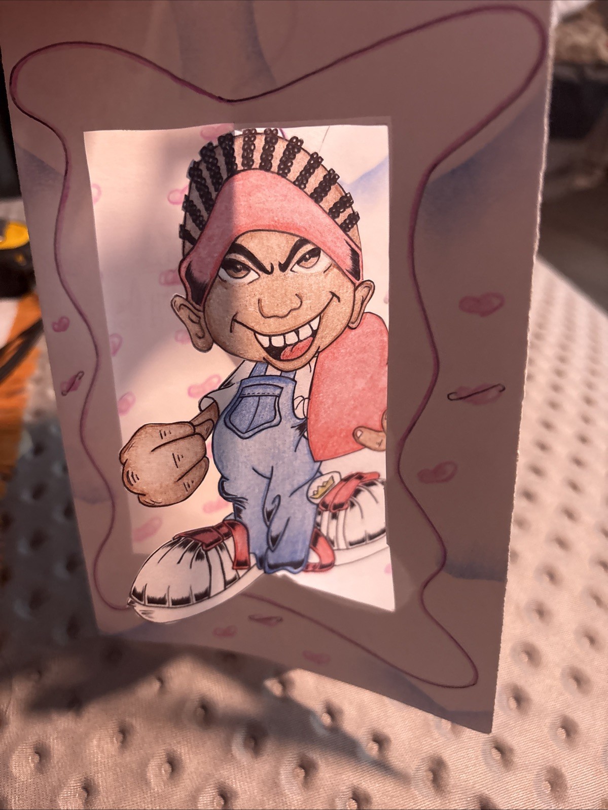 Rare Original Prison Artwork Pop Up Greeting Card 5.25” X 8.75” One Of A Kind
