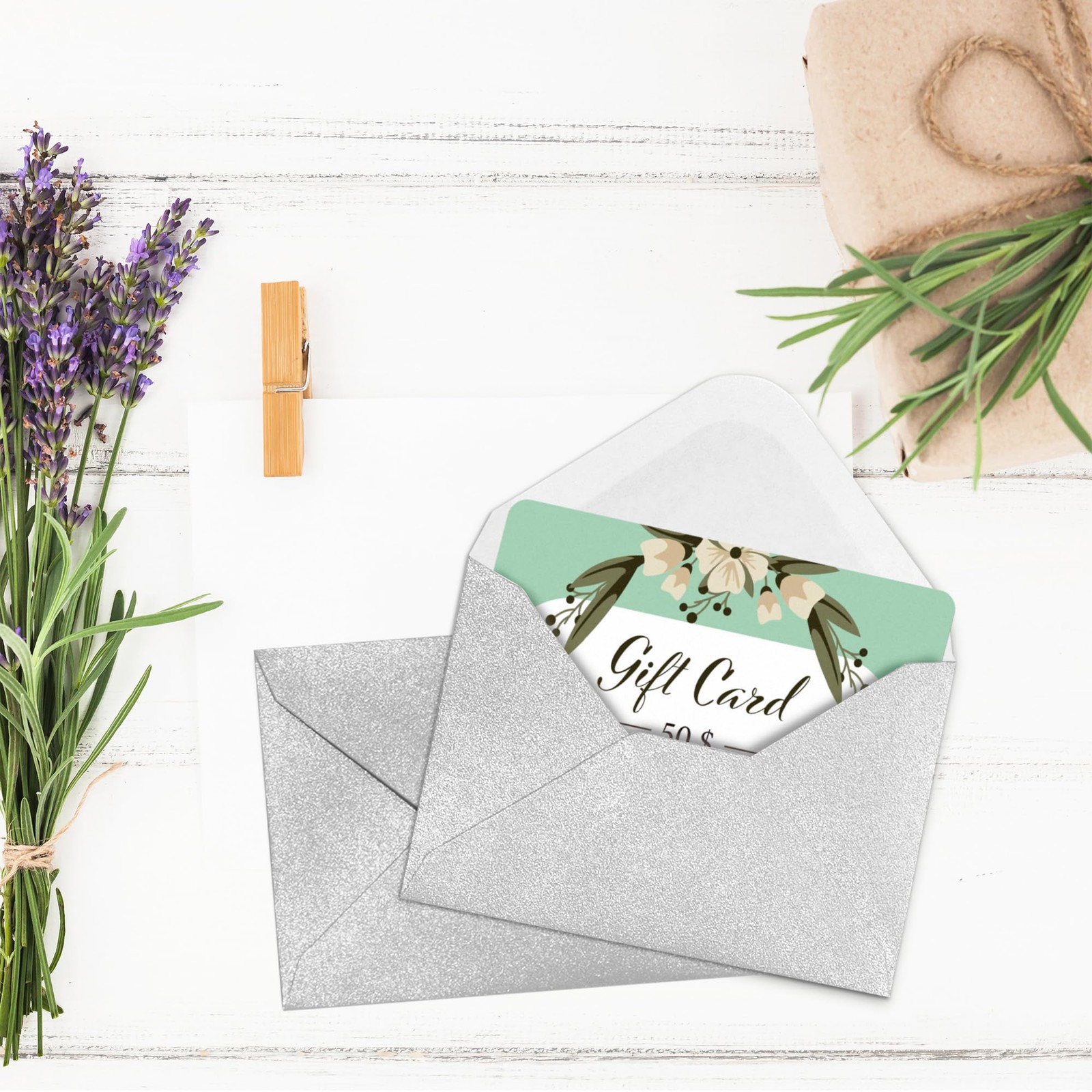 100 Count Mini Gift Card Envelopes Silver 4×2.7in