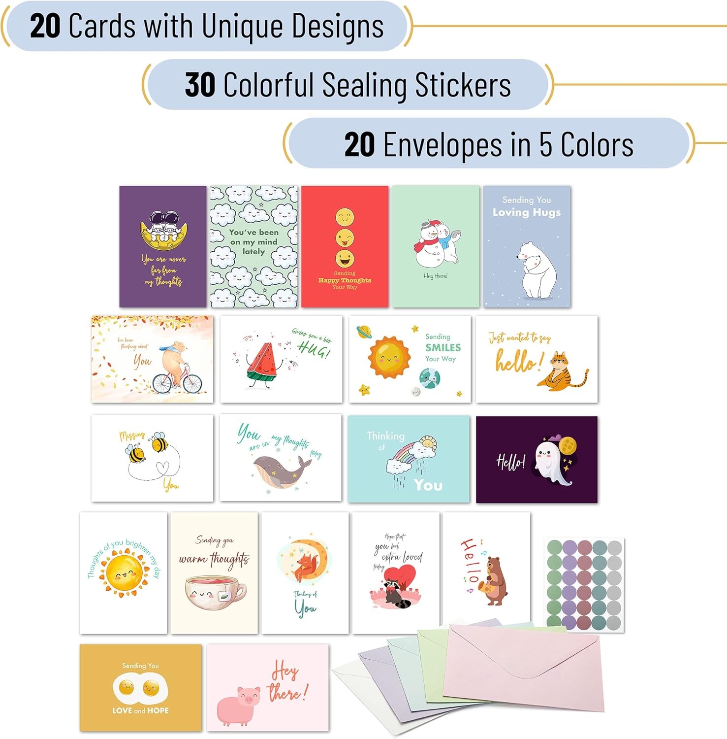 Thinking of You Cards with Envelopes Greeting Cards set mixed set 50 PCS