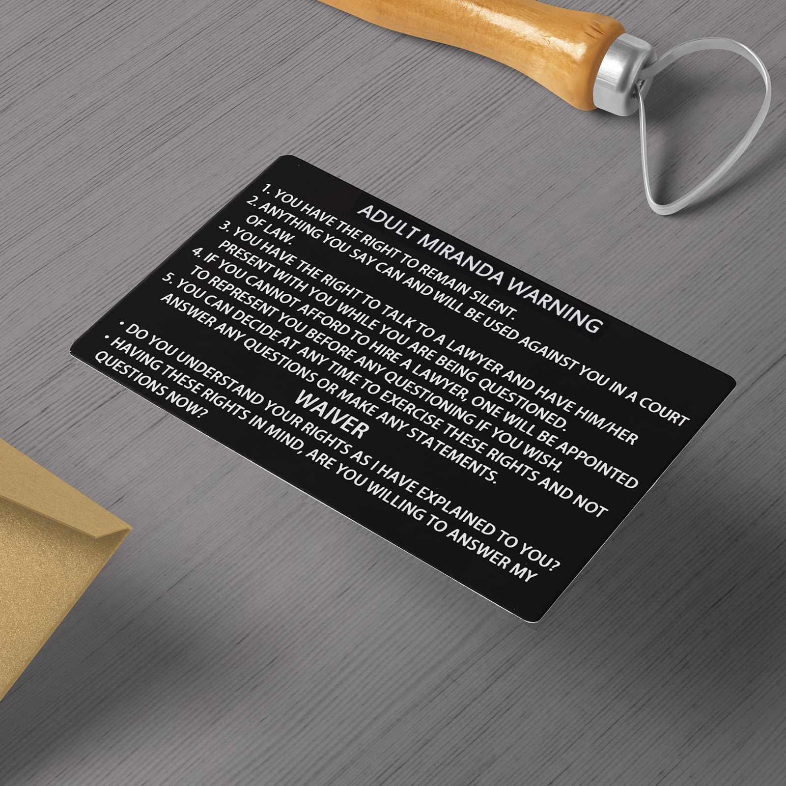 3 PCS Metal Miranda Warning Card, Juvenile Miranda Rights Card Metal Laser En…