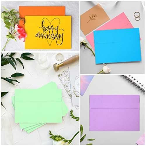 50 Pack Colored Envelopes, 5X7 Card Envelopes Self-Seal A7 Envelopes for Invitat