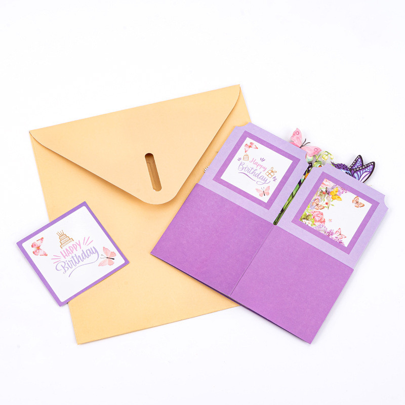 Delicate 3D Butterfly Box Style Greeting Card For Birthday Handwrite Card Gift