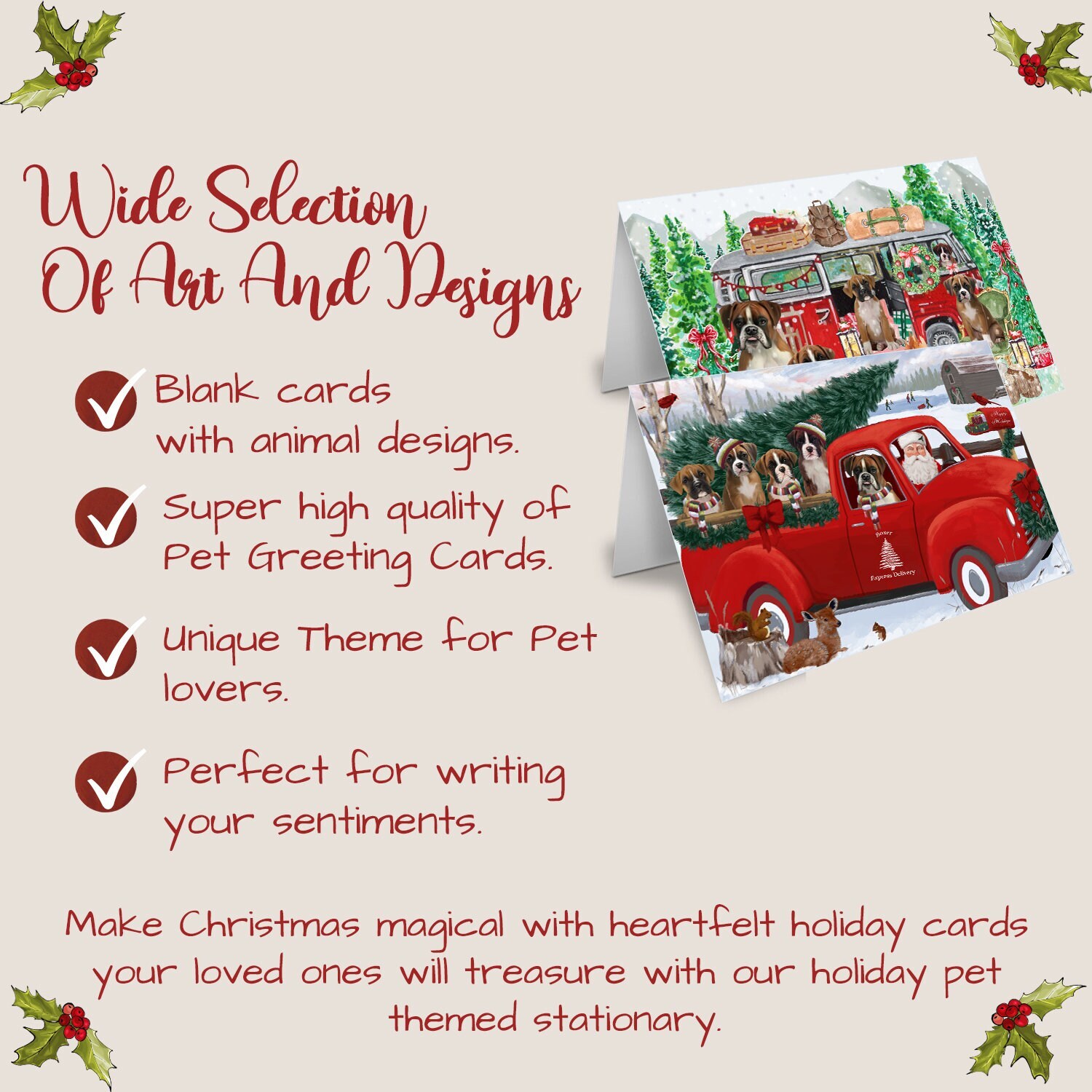 Boxer Dog Greeting Cards and Note Cards with Envelopes Christmas NWT