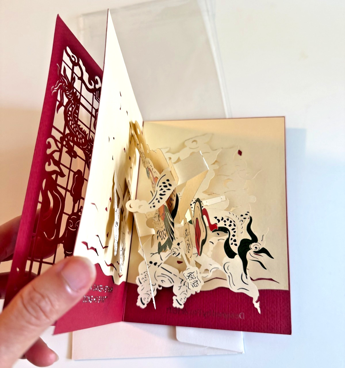Handmade Vietnam Dragon Dance Pop Up Card | 3D Kirigami Greeting Card 5×7