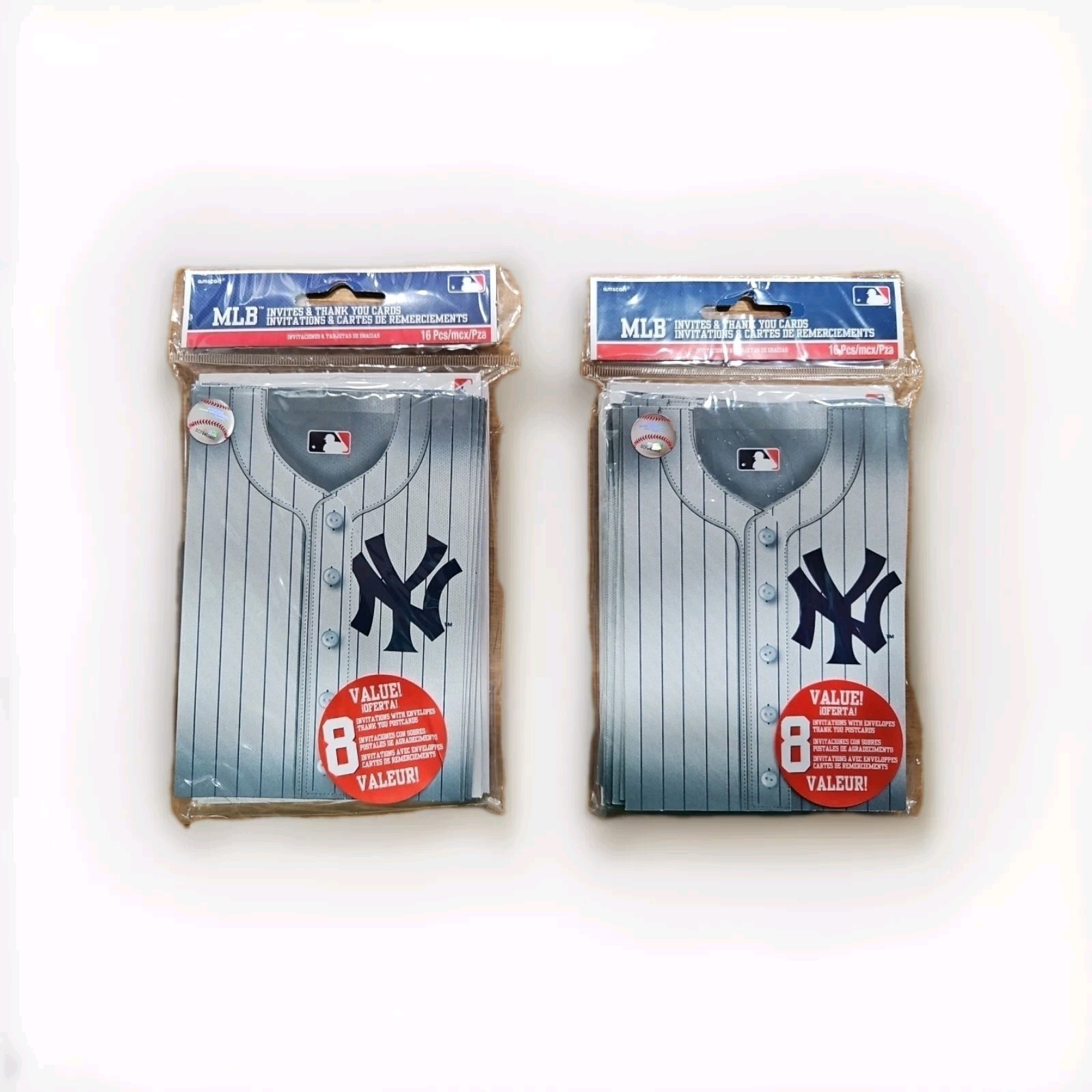 NEW YORK YANKEES MLB BASEBALL BIRTHDAY PARTY INVITATIONS PACKAGE OF 16