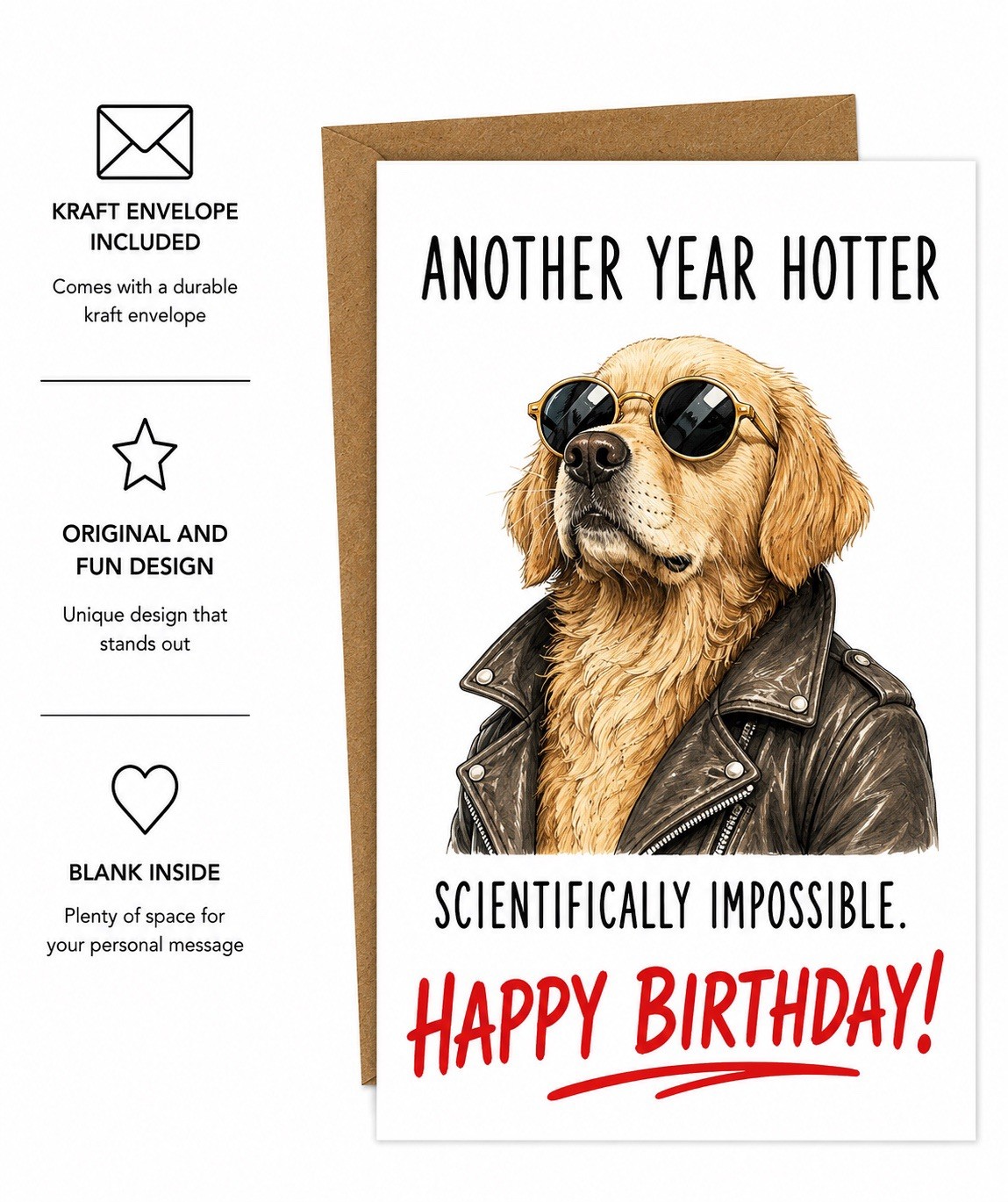 Funny Dog Birthday Card /Blank Inside /includes Envelope/ Funny Birthday Card