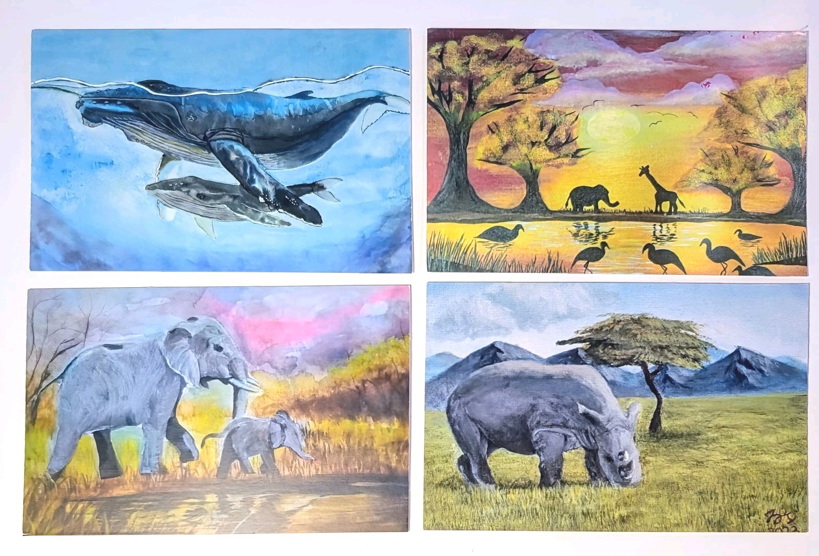 NEW Set/8 IFAW Animal Notecards & Envelopes 6″x4¼” Blank Inside Elephants NO BOX