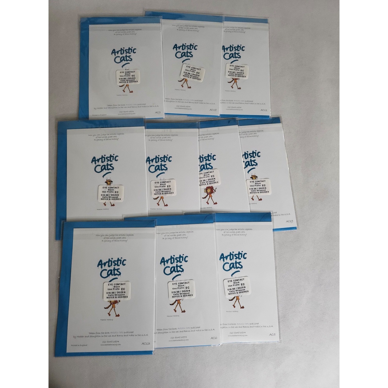 Artistic Cats Blank Note Cards Set of 10 Famous Art Parody Stationery OS