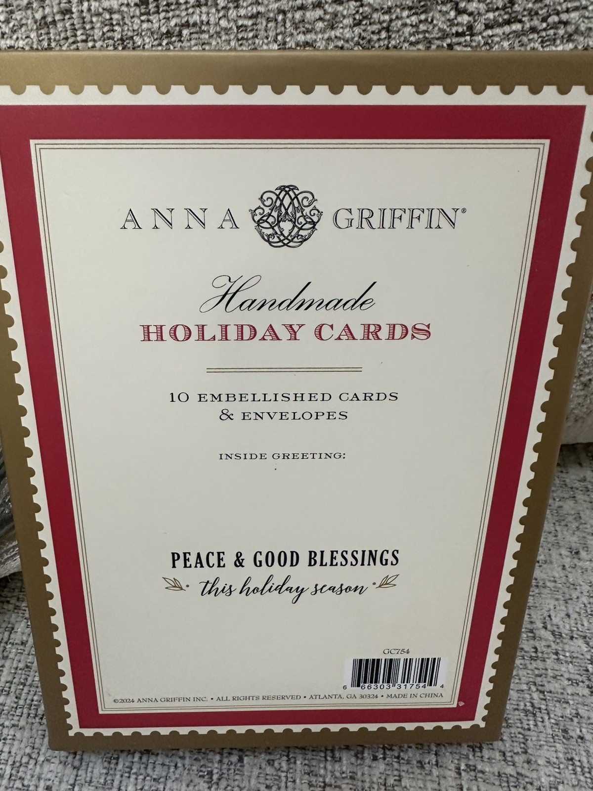 NEW Anna Griffin Layered Embellished Christmas Cards Boxed Set/10 w/Envelopes