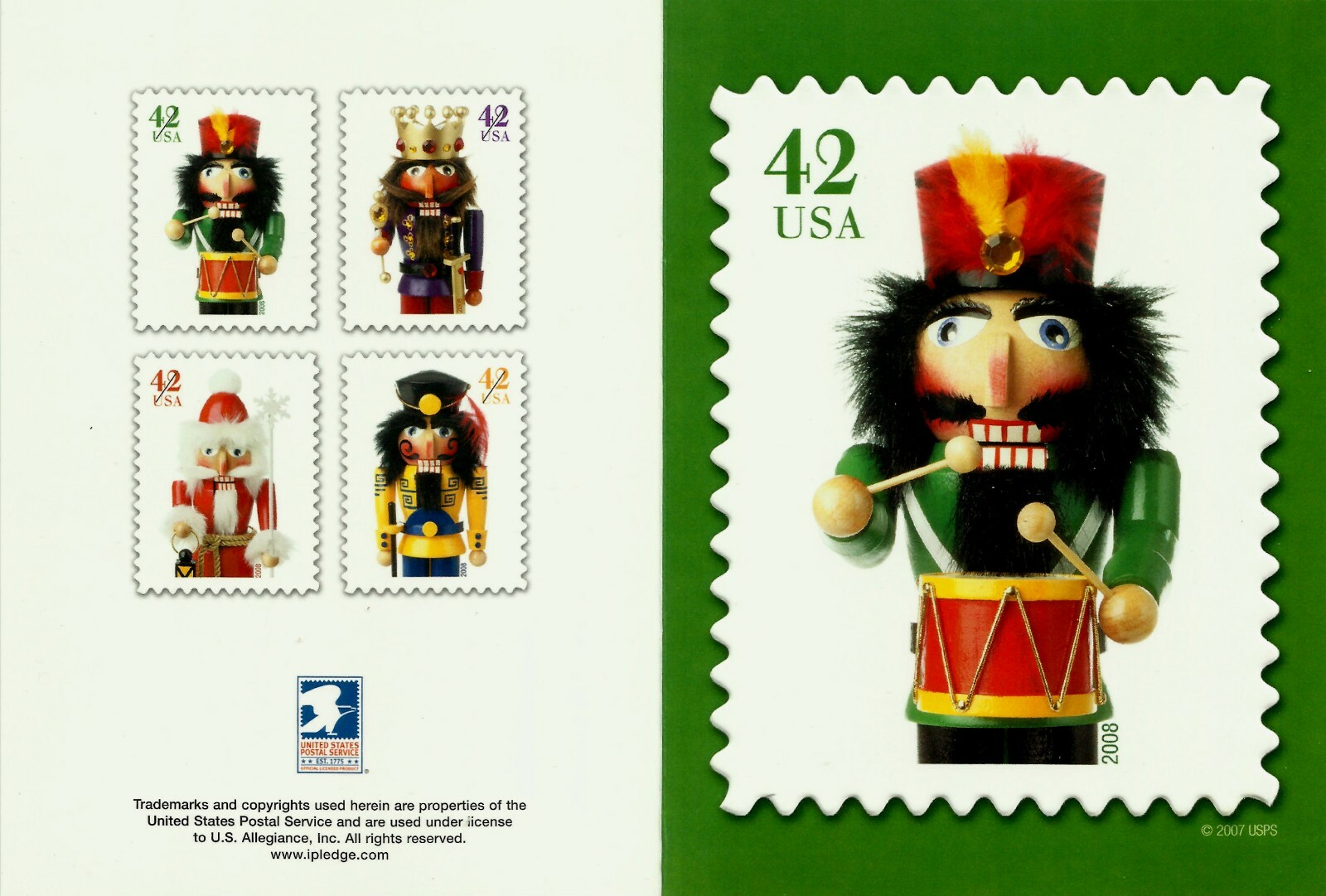 NUTCRACKER 42 CENTS EMBOSSED CHRISTMAS USPS OFFICIAL CARD # 2