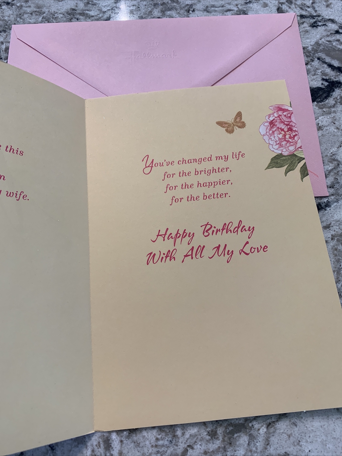 Happy Birthday For My Wife On Her Birthday Flower 5.5”X8” Hallmark Greeting Card