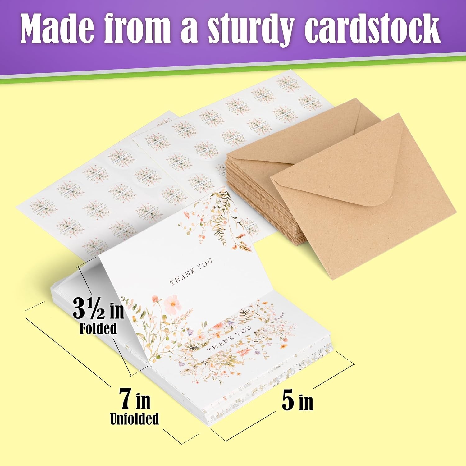 Floral Thank You Cards Blank Notes Envelopes Stickers Wedding Bridal Shower