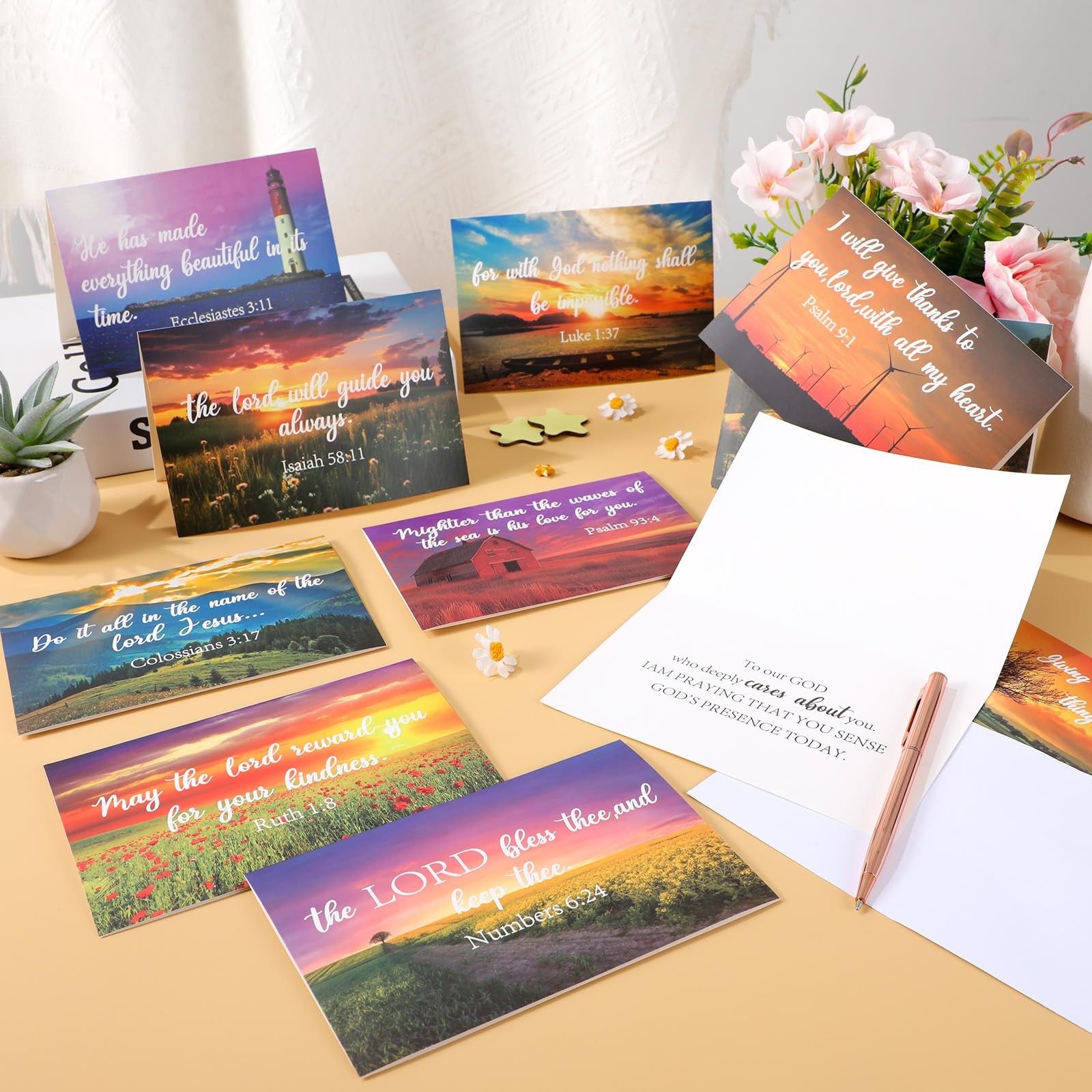 CHUNNIN 24 Pack Religious Thinking of You Cards Bulk 6 x 4 inches, Multicolor