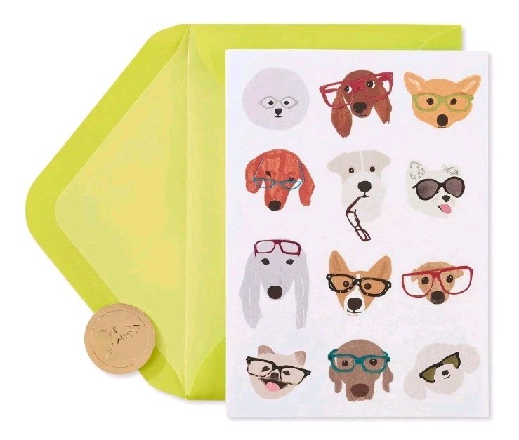 Papyrus Multipurpose Blank Card Dogs With Glasses