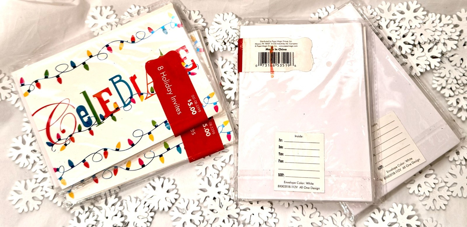 Celebrate Holiday Invites – Lot of 16 Cards w/ Envelopes – Party Lights Theme