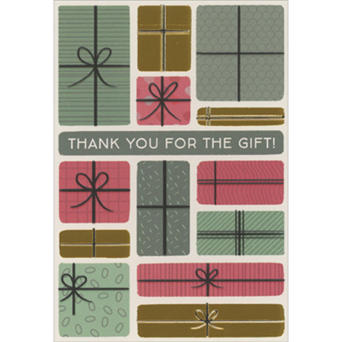 Thank You For the Gift Green Red and Gold Presents 8 Holiday Thank You Notes