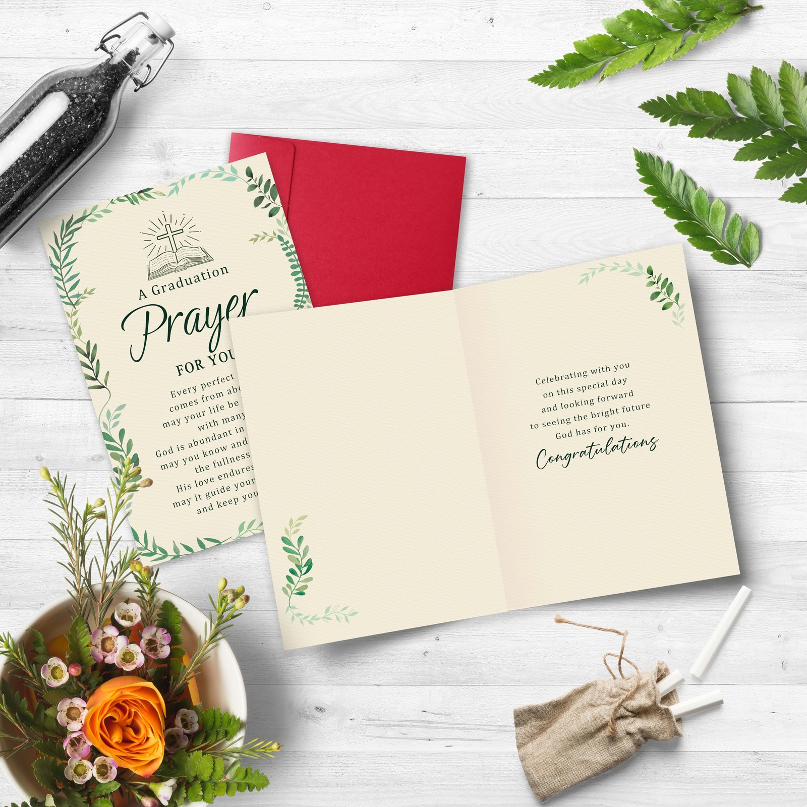 Christian Graduation Card with Prayer, FaithBased Congratulations Greeting, R…