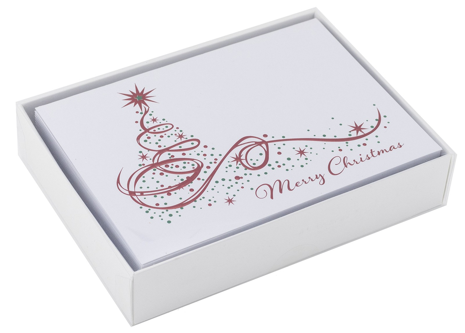 Christmas Cards – Merry Christmas Tree – 20 Pack of Red Embossed Foil Premium…