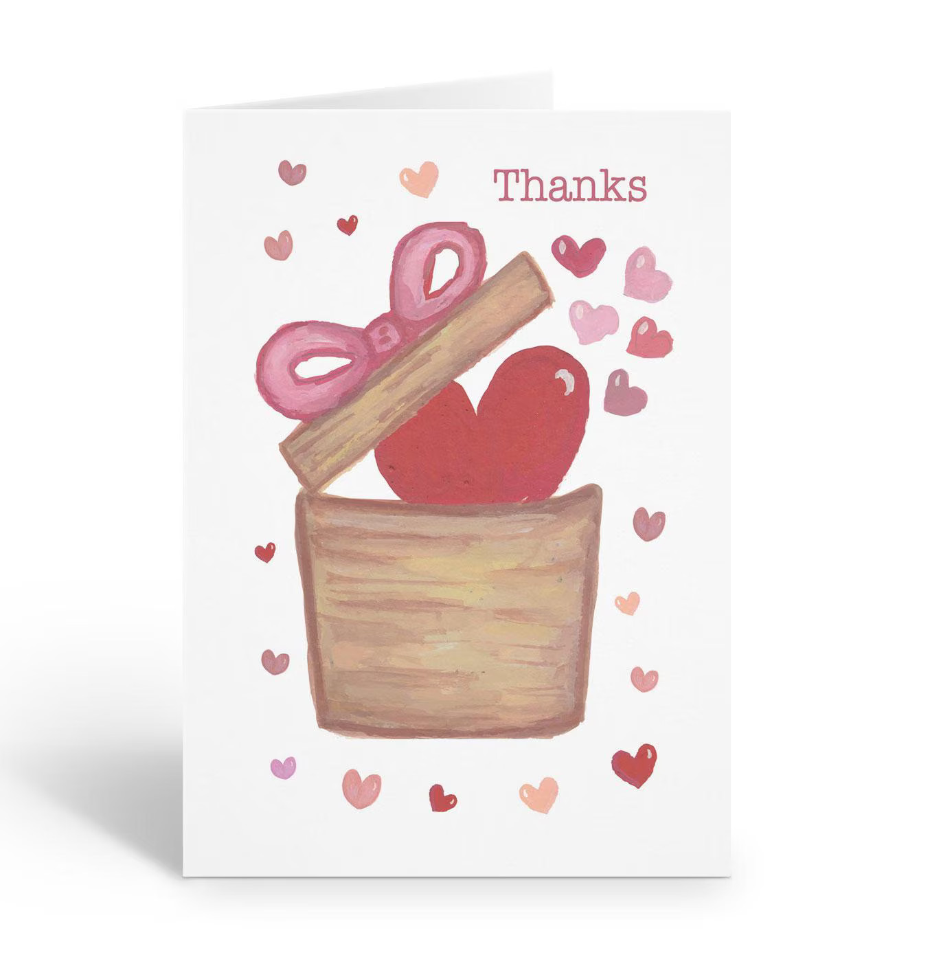 Heart in a Basket Watercolor Thank You Note Cards – 10 Cardss – 4.25 – B14638