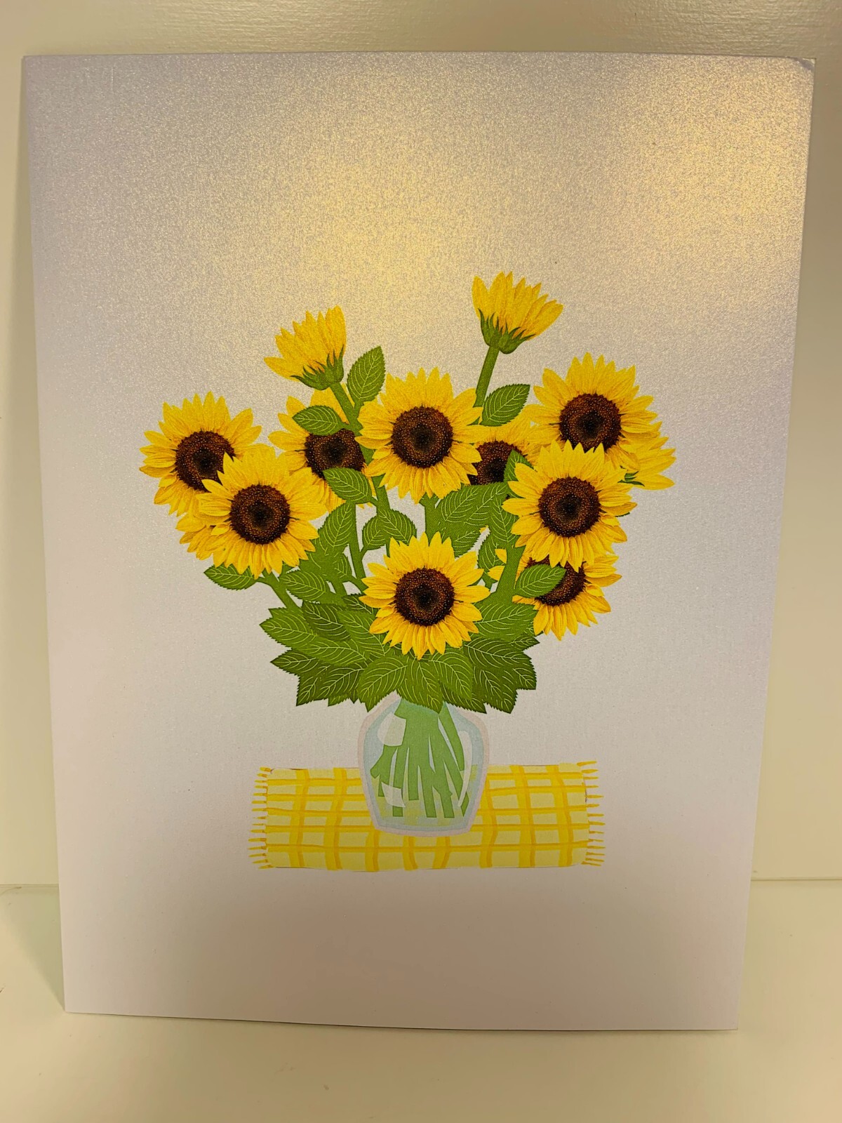 Origami Pop Cards Golden Sunflower Bouquet in Vase 3D Happy Birthday Pop Up Card