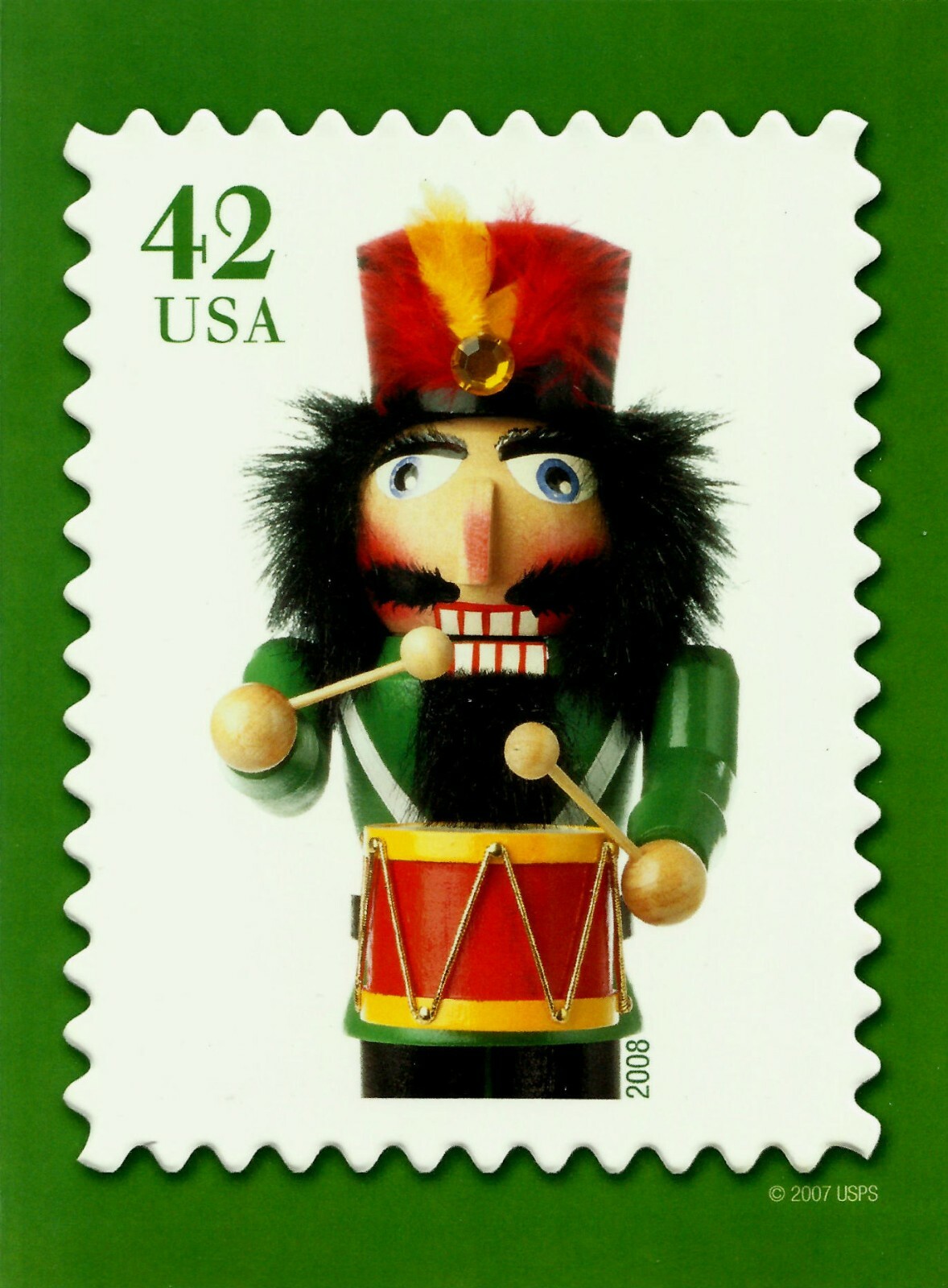 NUTCRACKER 42 CENTS EMBOSSED CHRISTMAS USPS OFFICIAL CARD # 2
