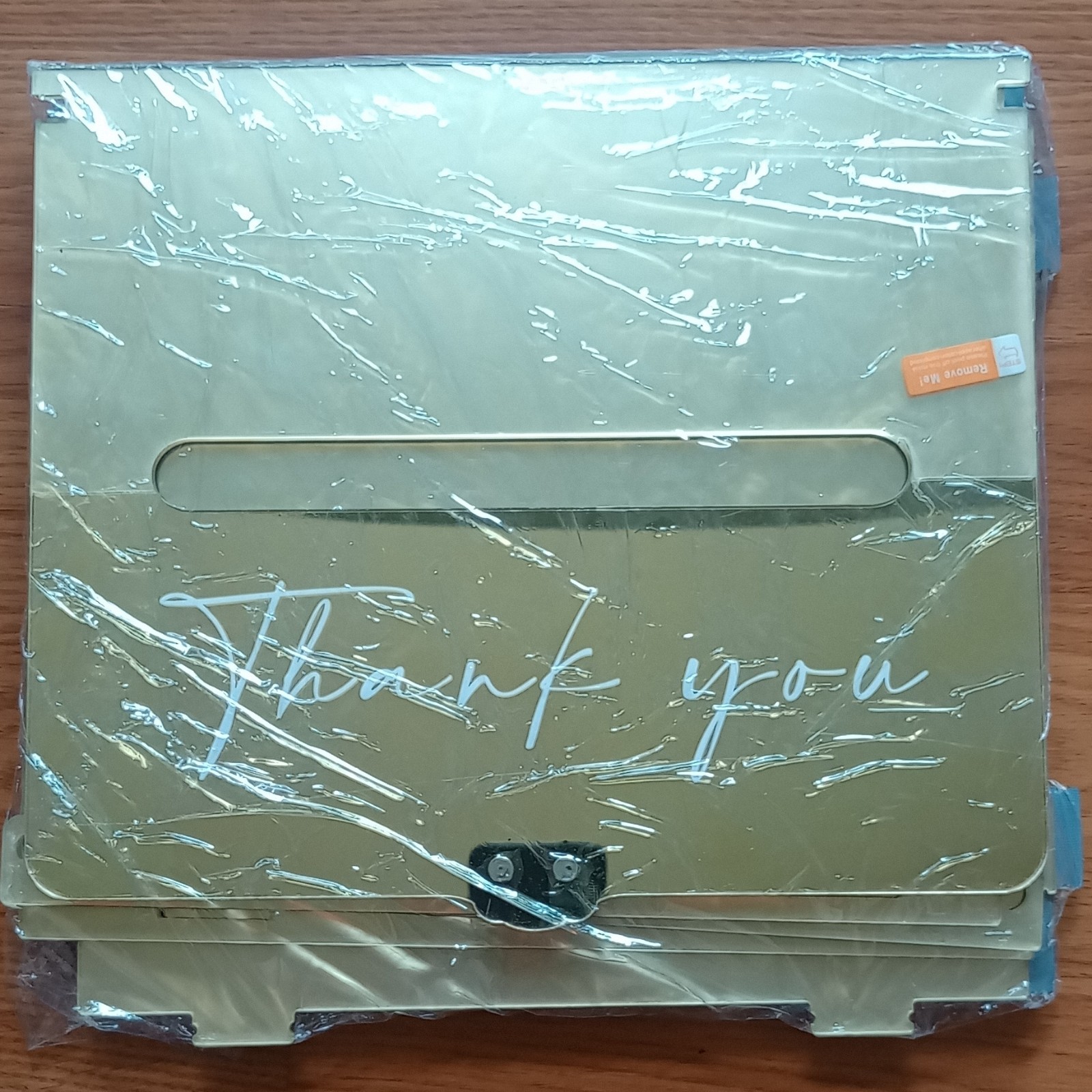 Gold Mirror Acrylic Wedding/Grad Card Box with Slot Thank You Money Gift Box