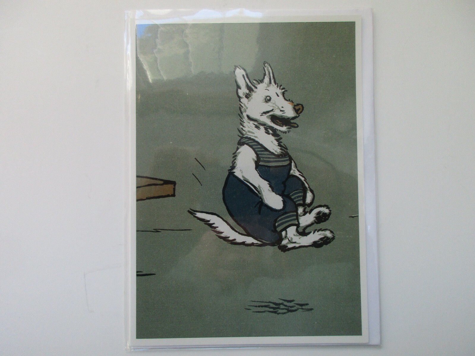 Westie dog jumping off a diving board greeting card Illustration by Cecil Aldin