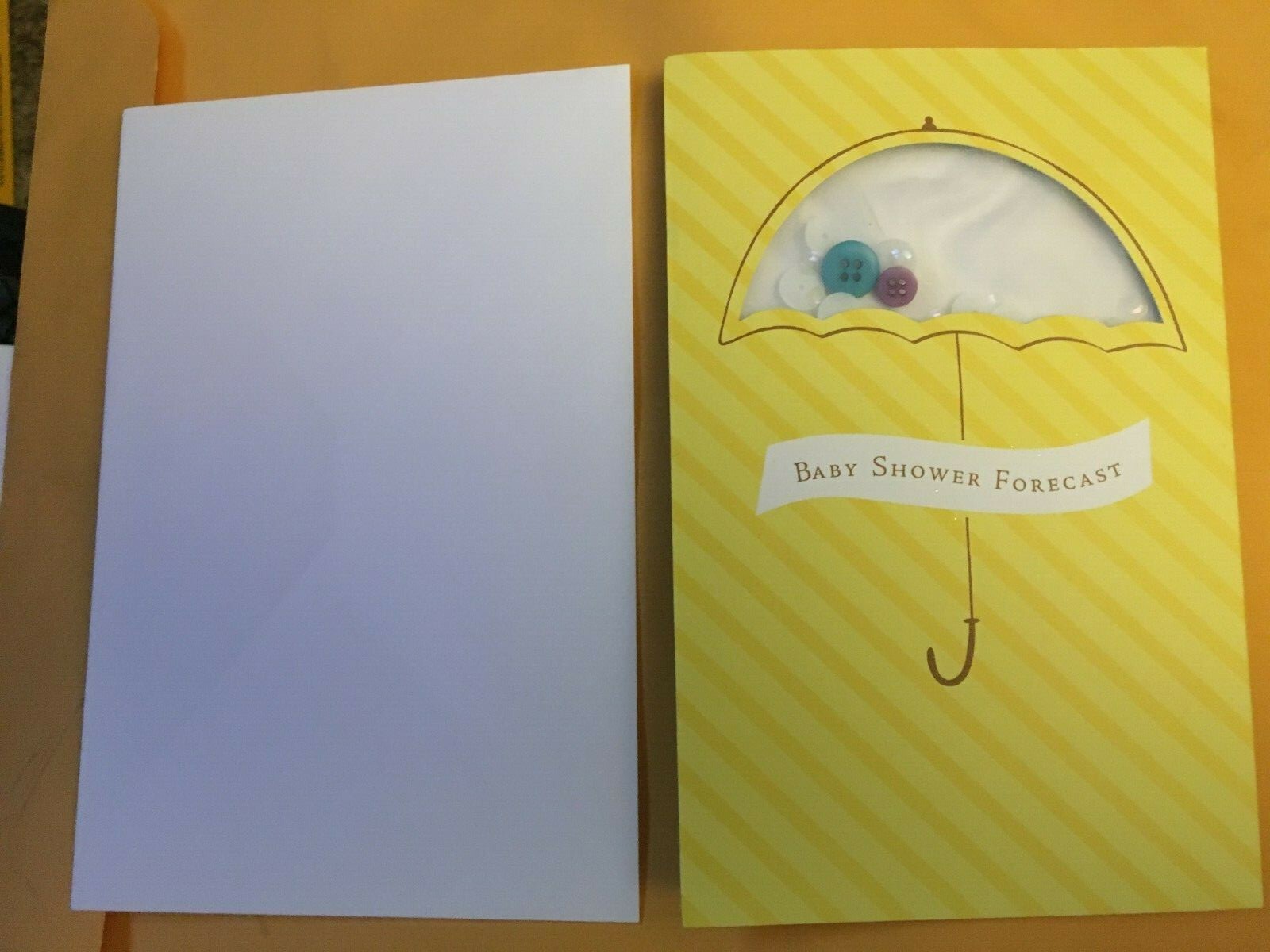 Baby Shower Card Unbrella on front w/ Buttons *NEW* t1