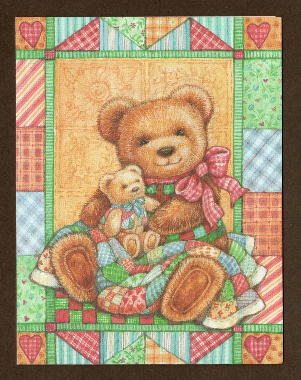 2 Ct Vintage Teddy Bear Notecards, Current Inc., Marsha K. Howe Bears & Quilts