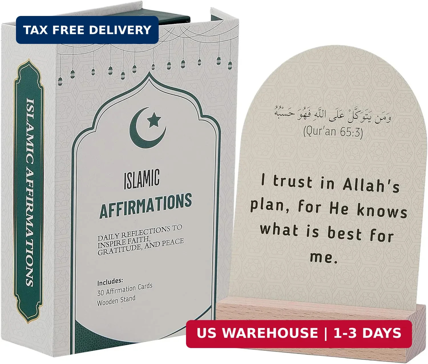 Islamic Affirmation Cards Set of 30, Magnetic Box & Stand – Ideal for Ramadan Gi