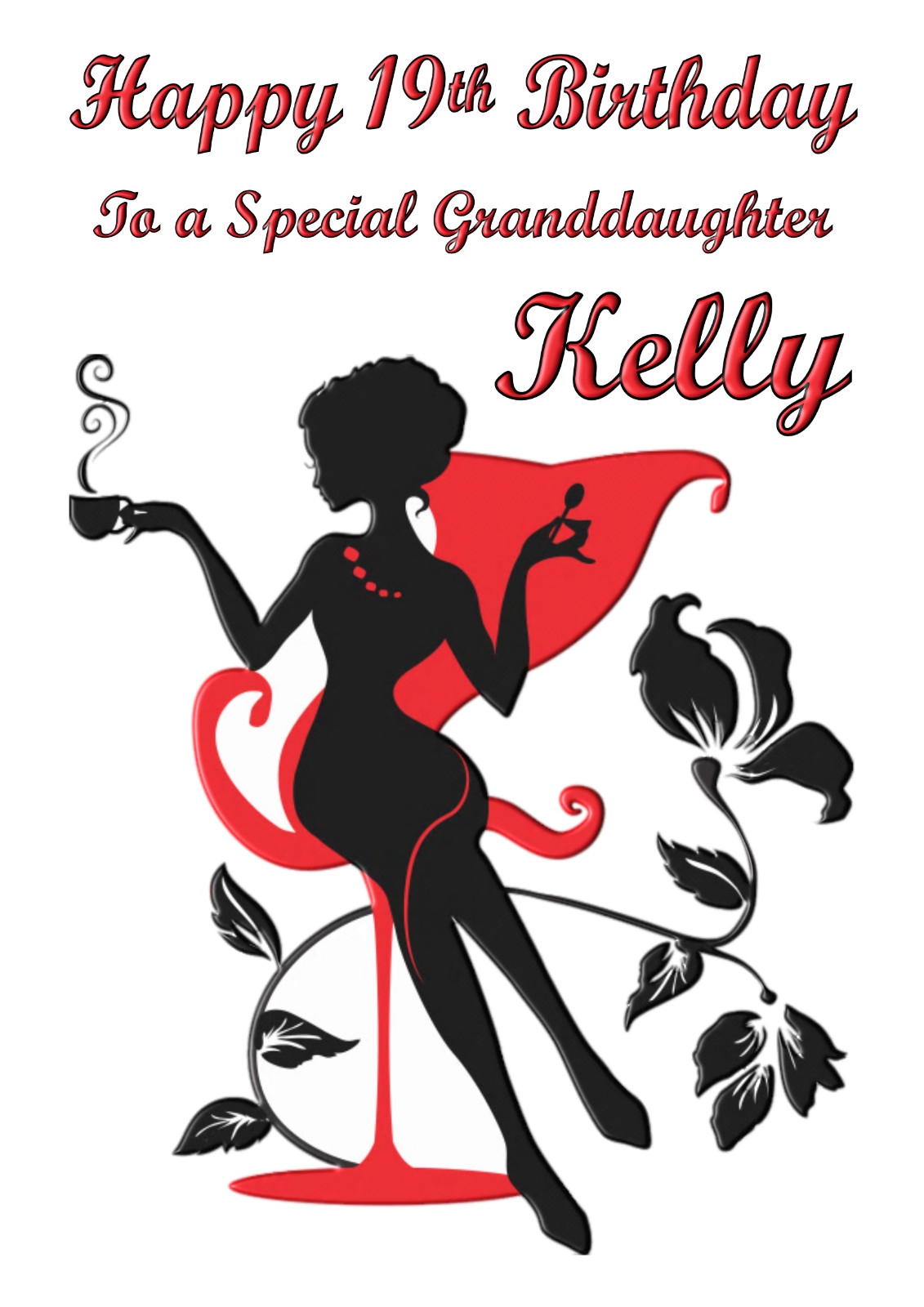 Lady Vintage Art Deco personalised A5 Birthday card Daughter Sister Name Age