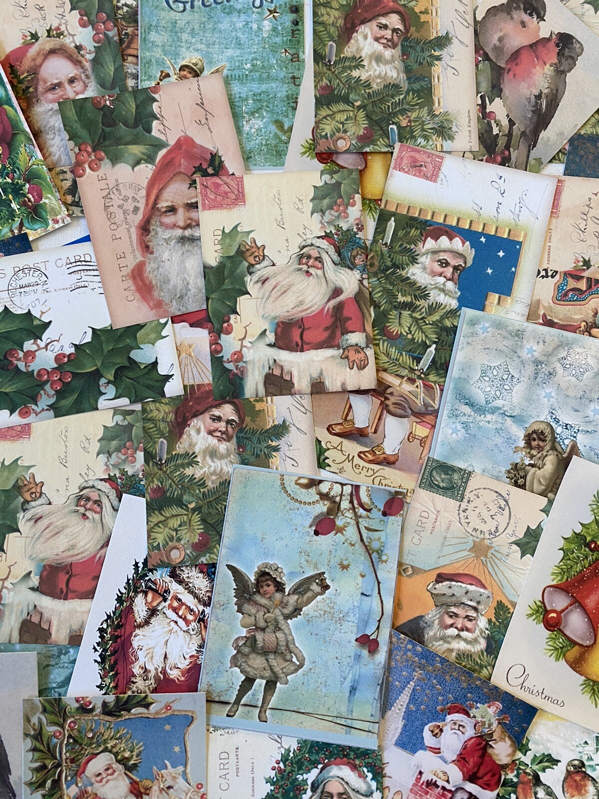Christmas Card Prints Lot Of 50+ Vintage Xmas Cards Tags Christmas Decor #CL50