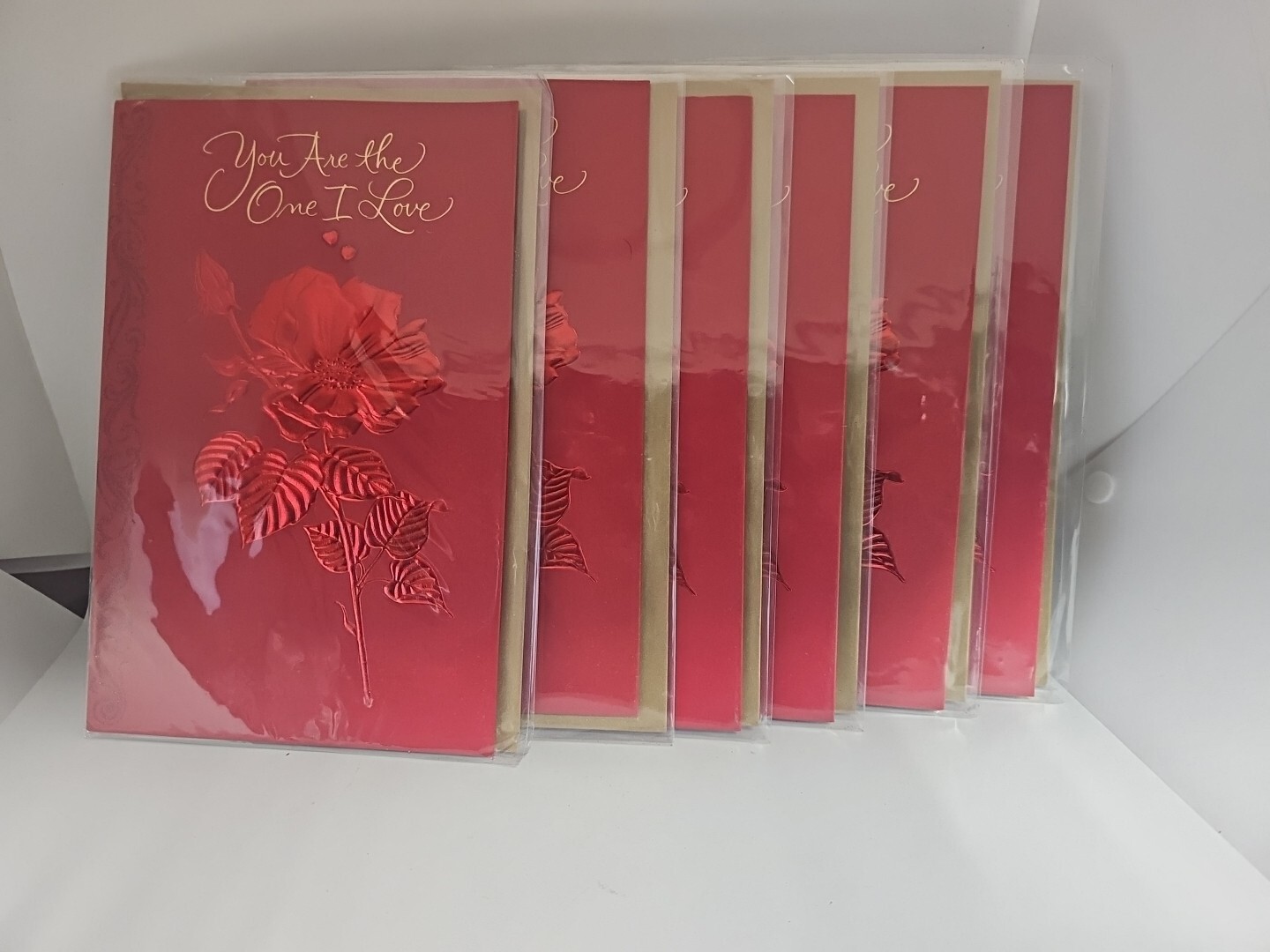 American Greetings Valentines Day Cards Red&Gold You Are The One I Love *6 CARDS
