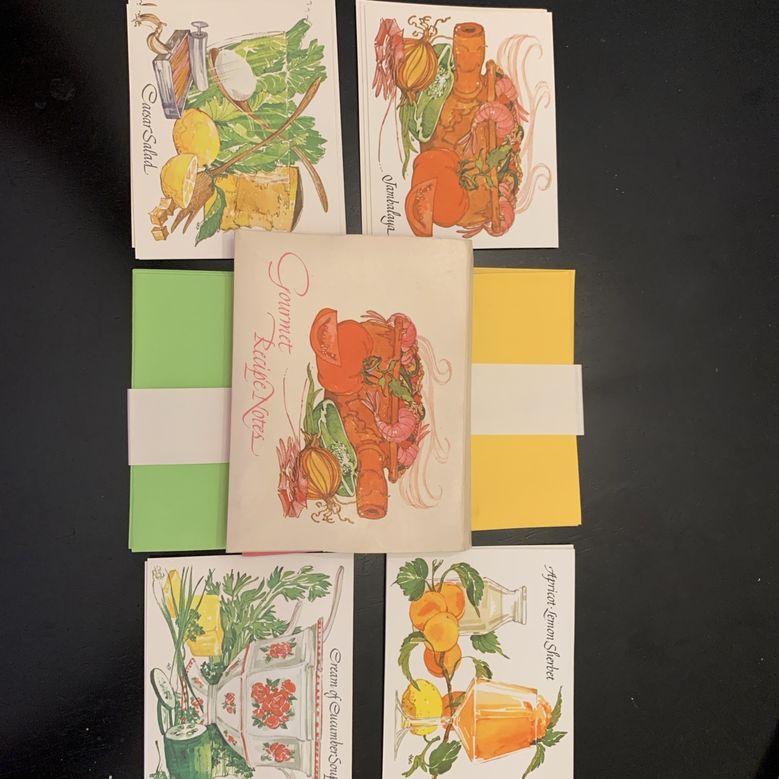 Vintage Current Inc Gourmet Recipe Blank Note Cards 12 Pack 1970s