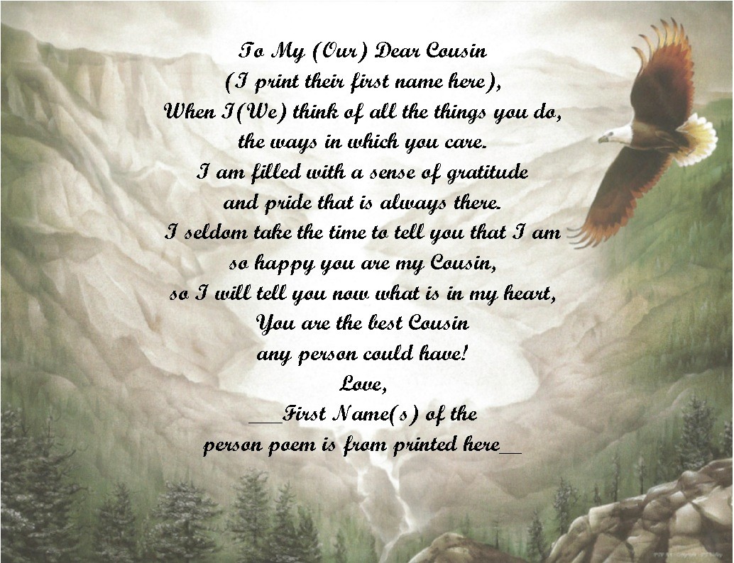Personalized Poem Gift for that Special Cousin (See all styles)