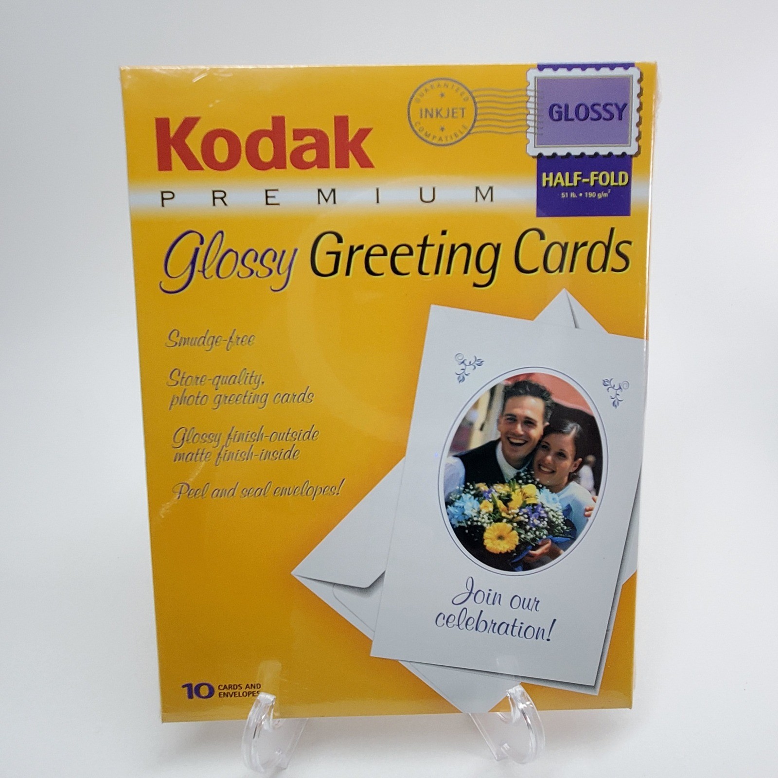 Kodak Premium Glossy Greeting Cards 10 Count Inkjet Half-Fold CAT 833 4476 NEW