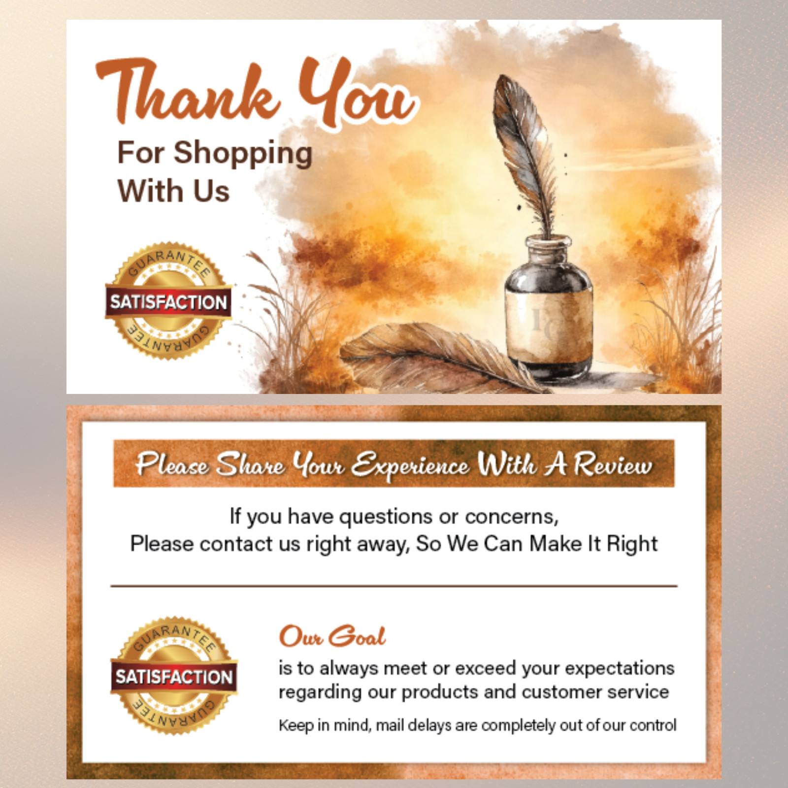 150-2000 (ct) CLASSY Seller Thank You Business Cards, Bulk, for Ebay, Amazon