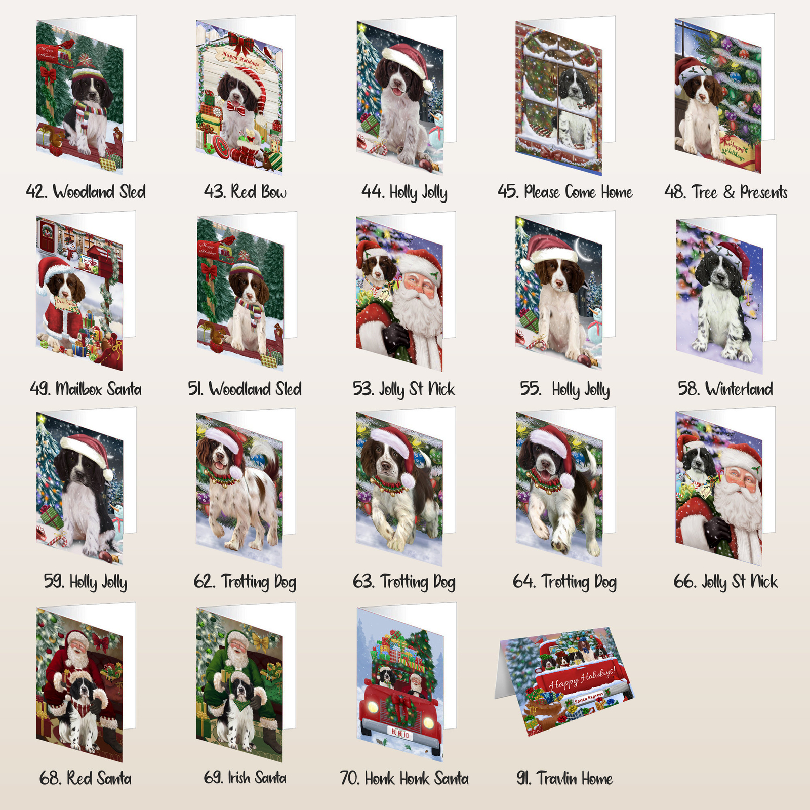 Springer Spaniel Dog Greeting Cards and Note Cards with Envelopes Christmas NWT