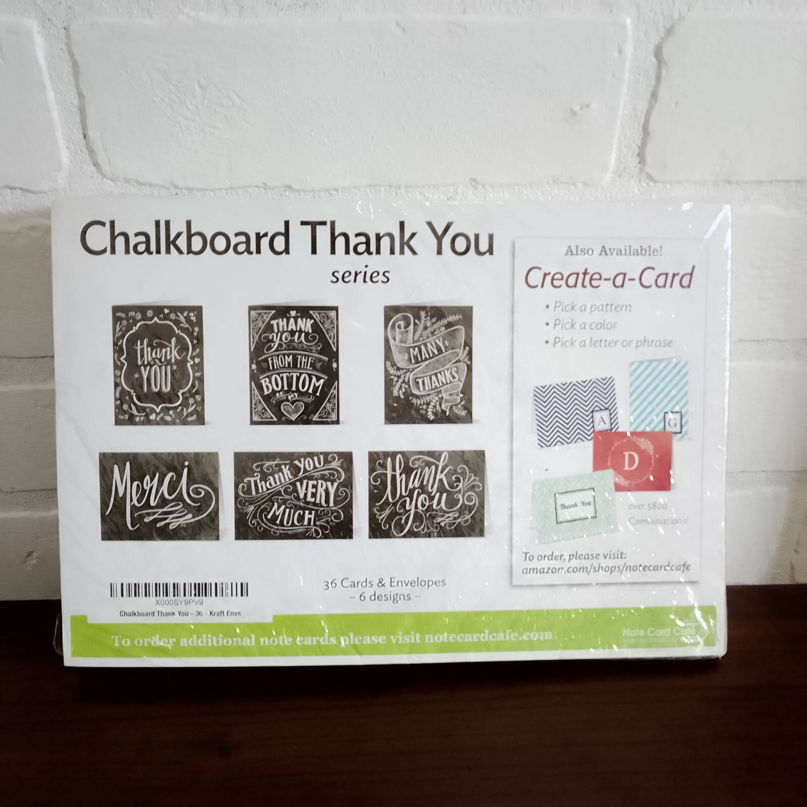 New Note Card Cafe Chalkboard Thank you 36 Cards and Envelopes – 6 Designs