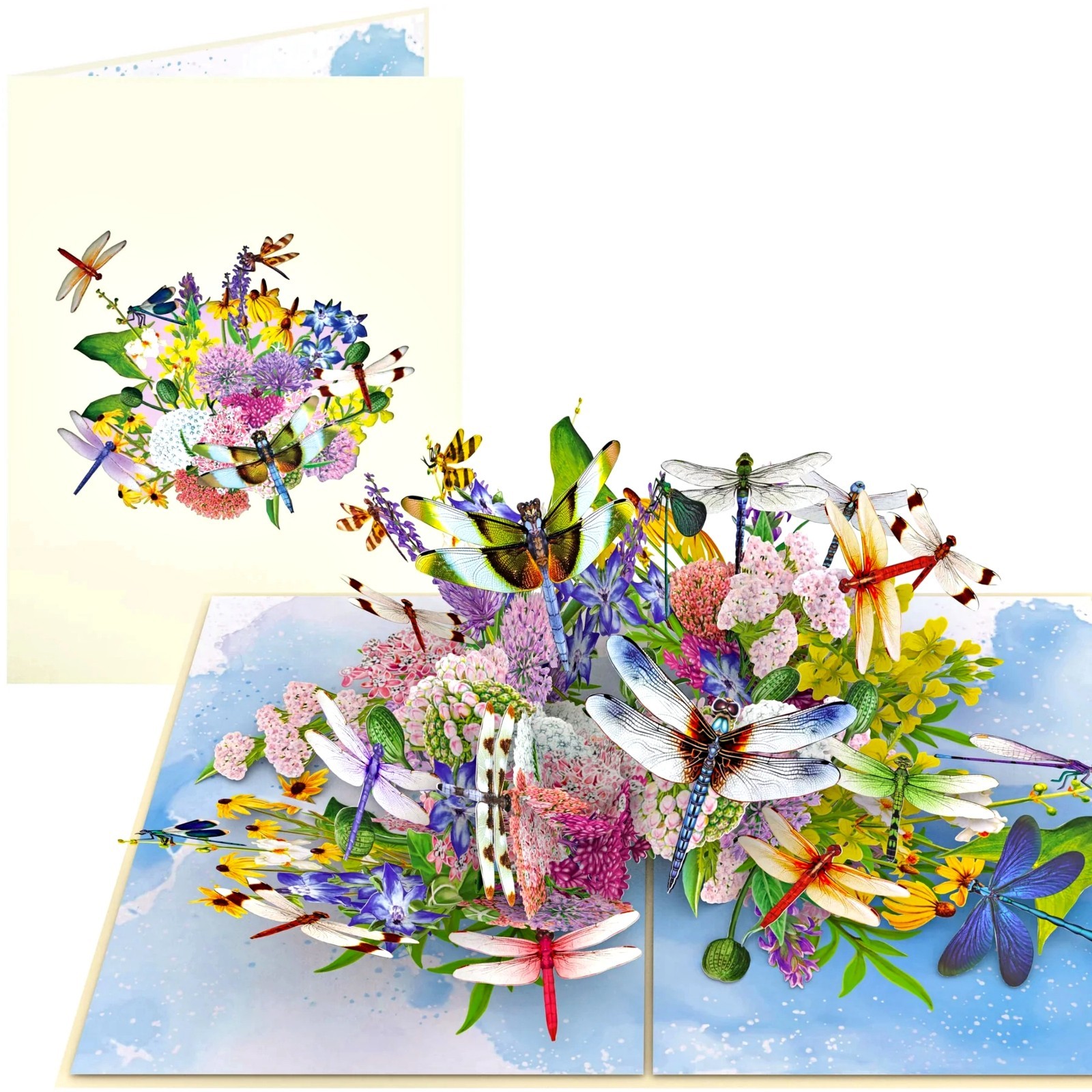 3D Pop Up Greeting Card Dragonfly Flower Floral Birthday Mom Mother’s Day Summer