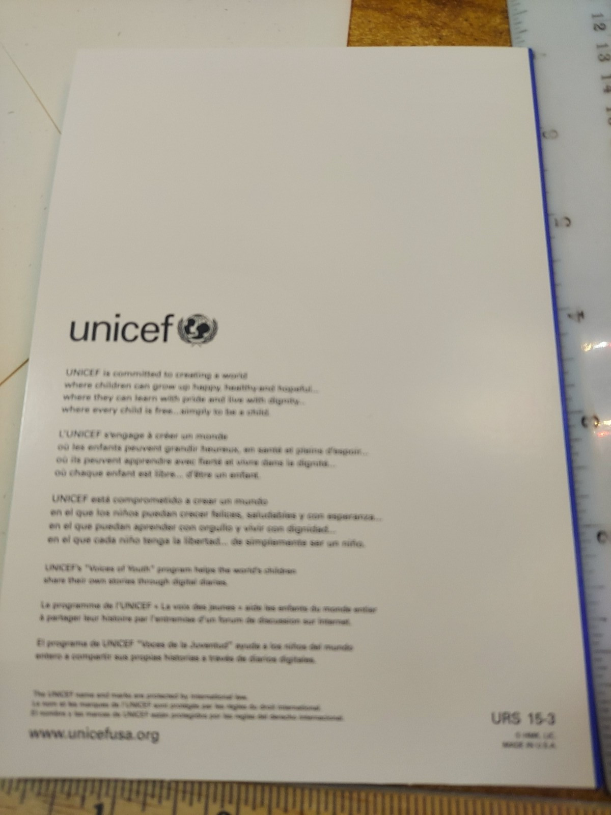 Unicef PEACE in Different Languages Christmas Greeting Card 7″ x 5″