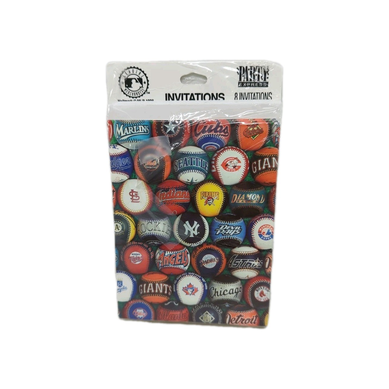 Vintage MLB Baseball Logos Party Invitations Hallmark 8 ct From 1998