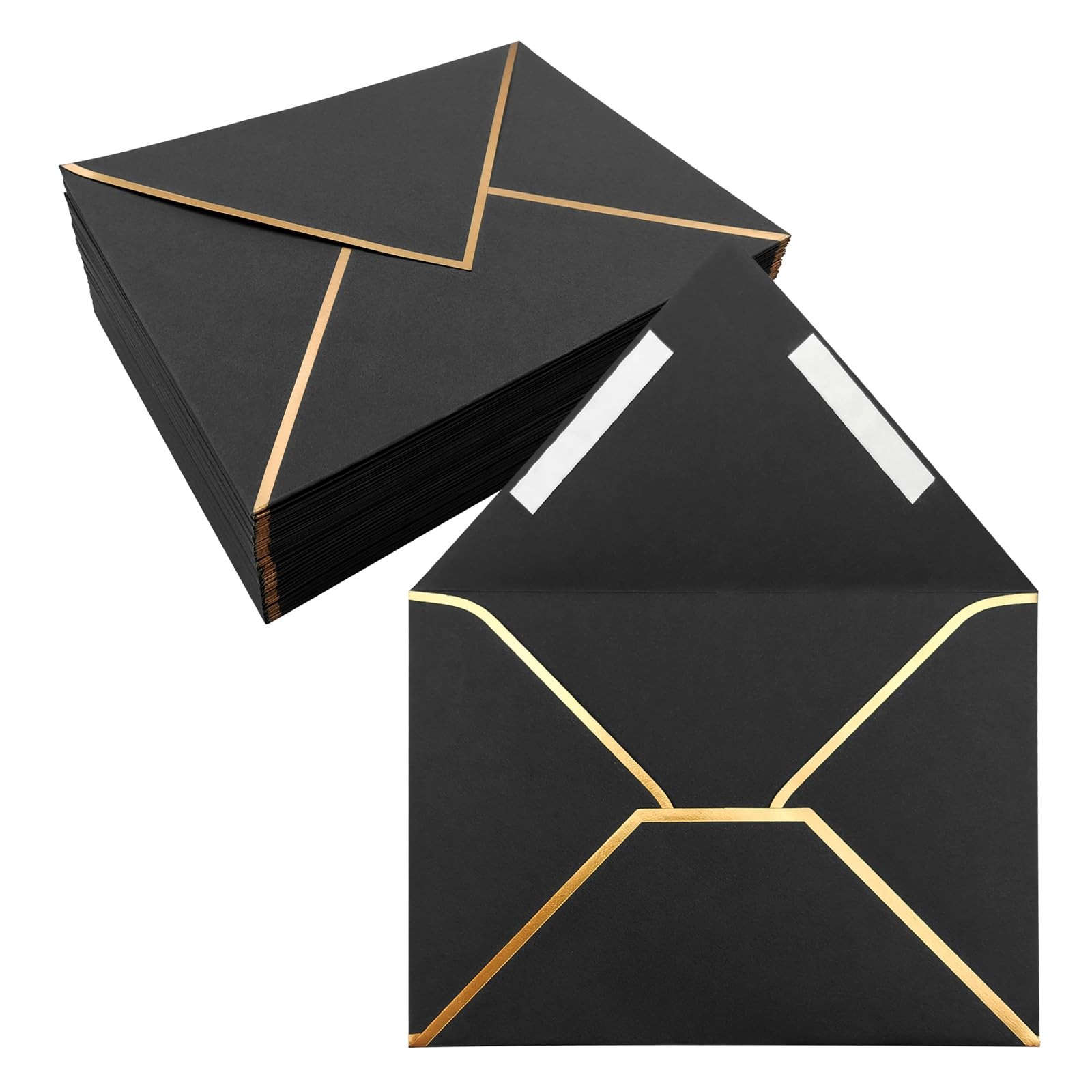 50 PCS Black 4×6 Inch A6 Invitation Envelopes Self Seal Postcards Mailing