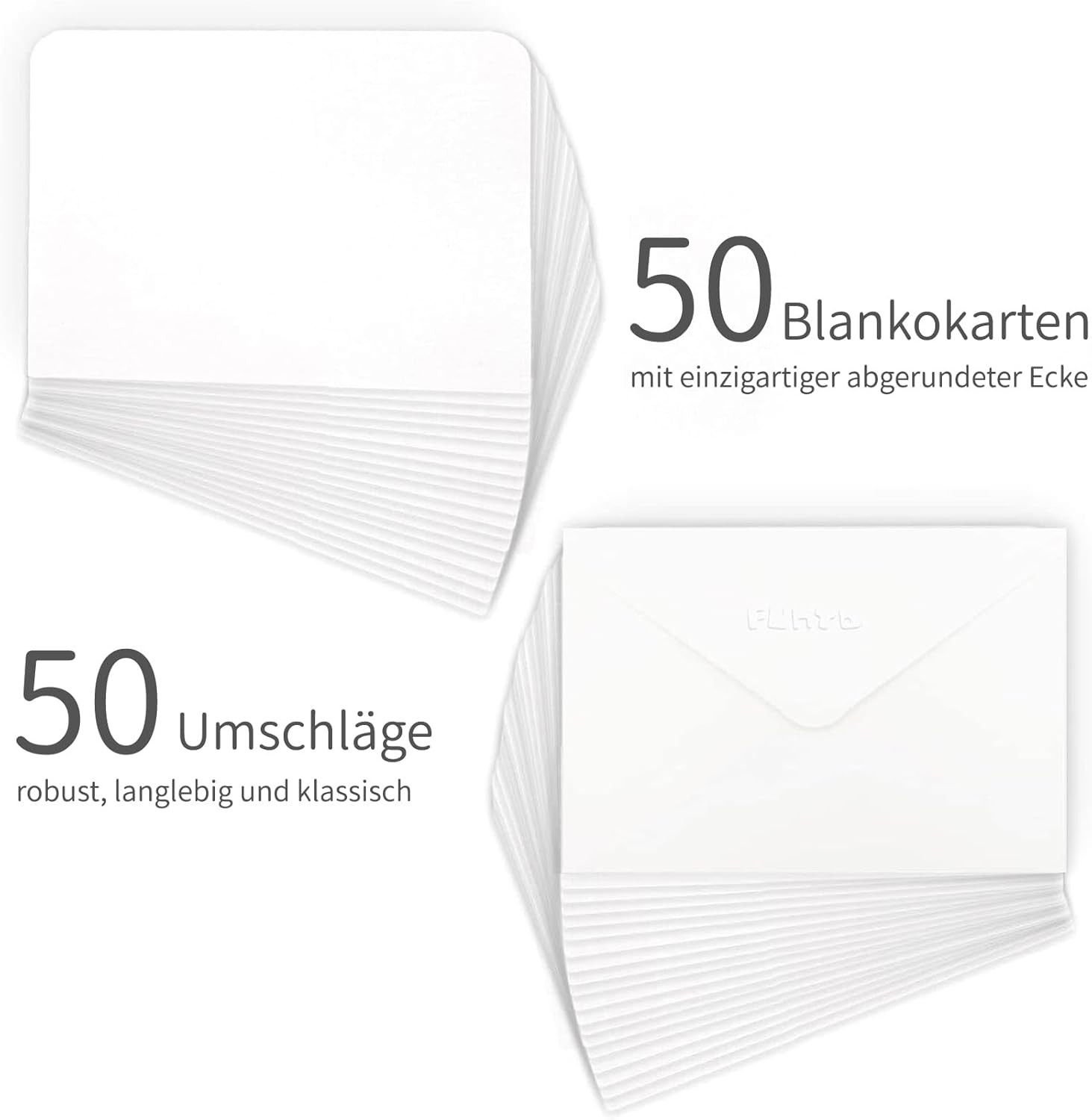 Funto Blank Watercolor Cards and Envelopes, 50 Cards, 5×7”, 140lb/300gsm, White