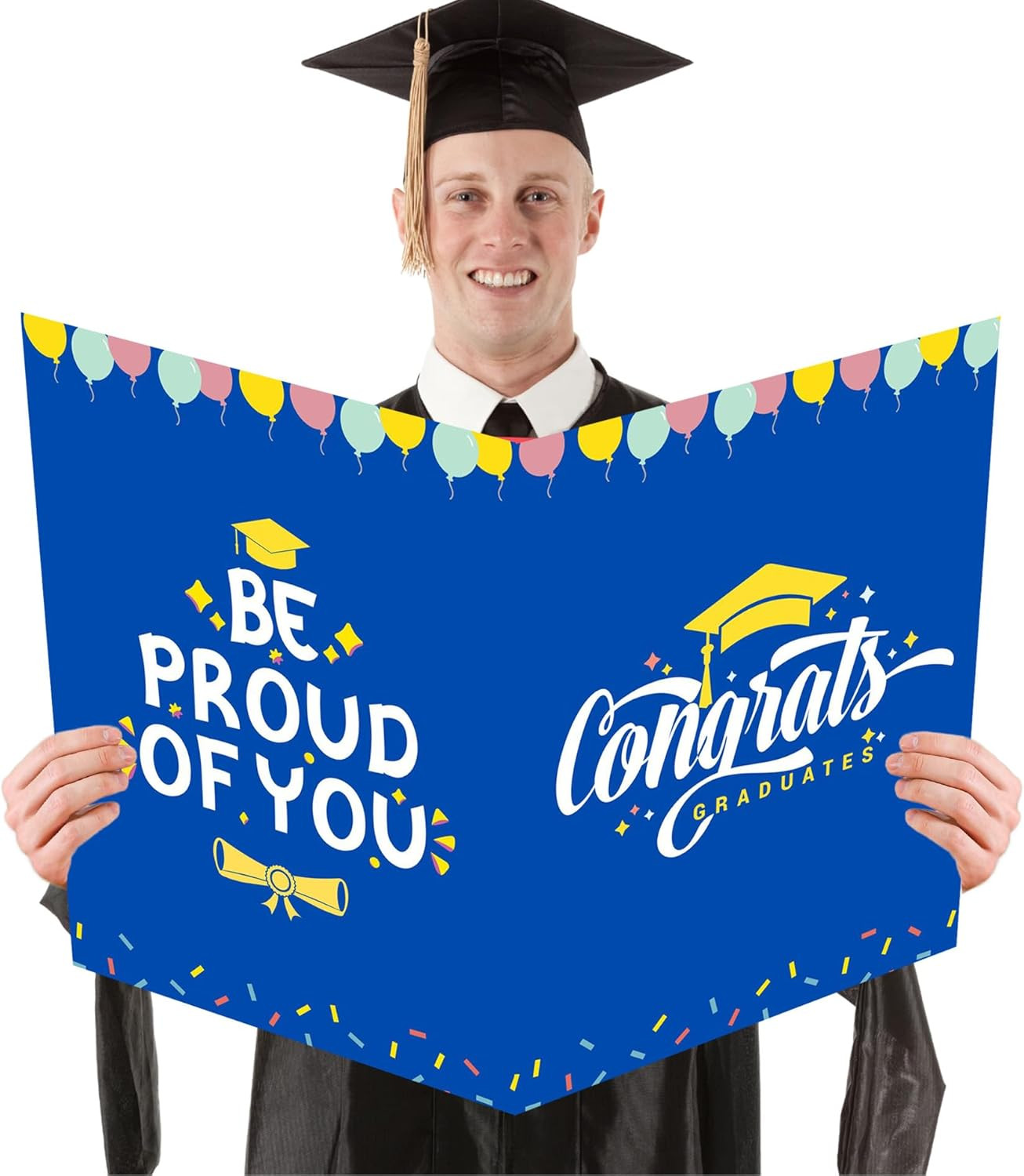 Large Graduation Card 2026 Blue, Jumbo Graduation Guest Book with Envelope, Clas