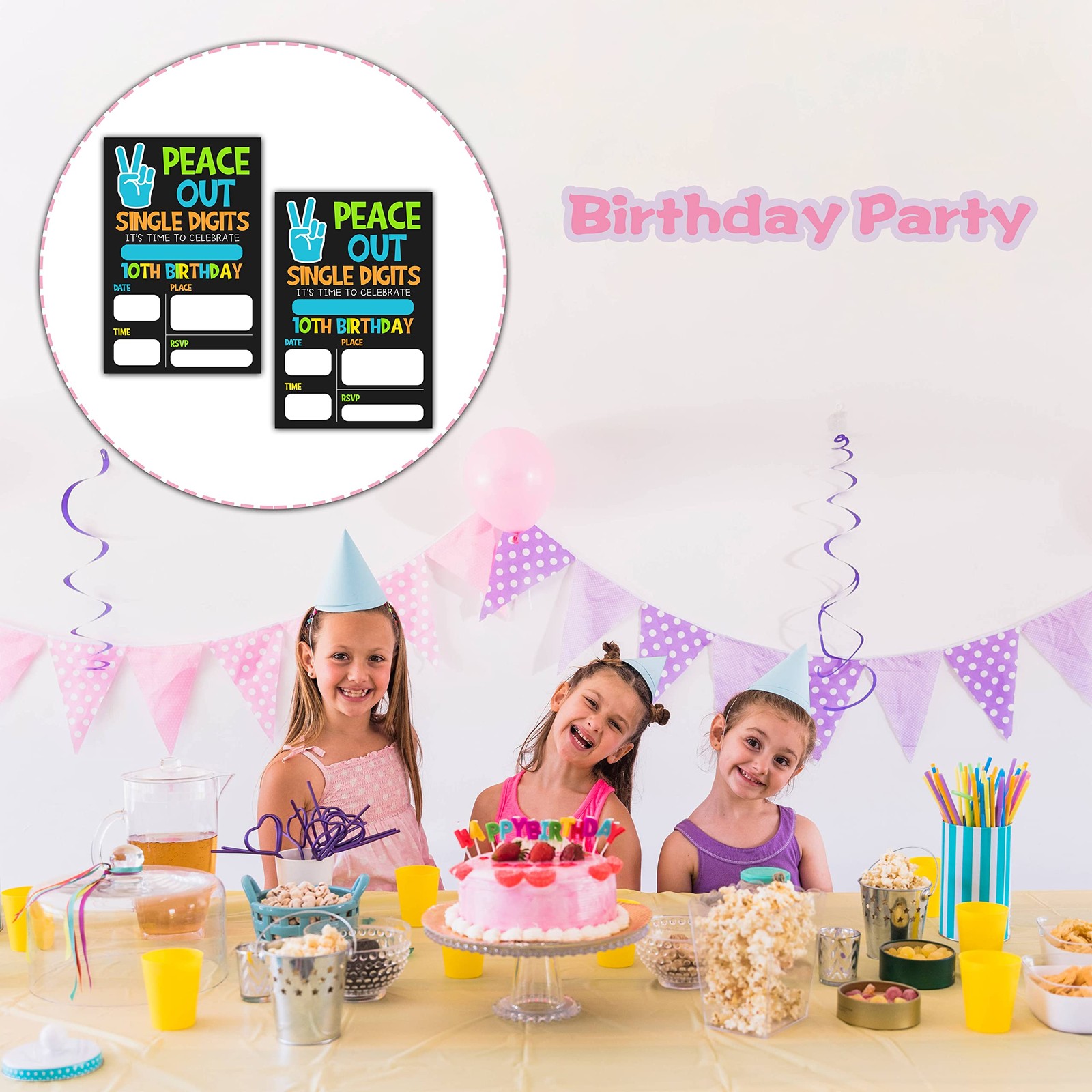10th Birthday Party Invitations 4×6″ Peace Out Single Digits B08 20 PCS