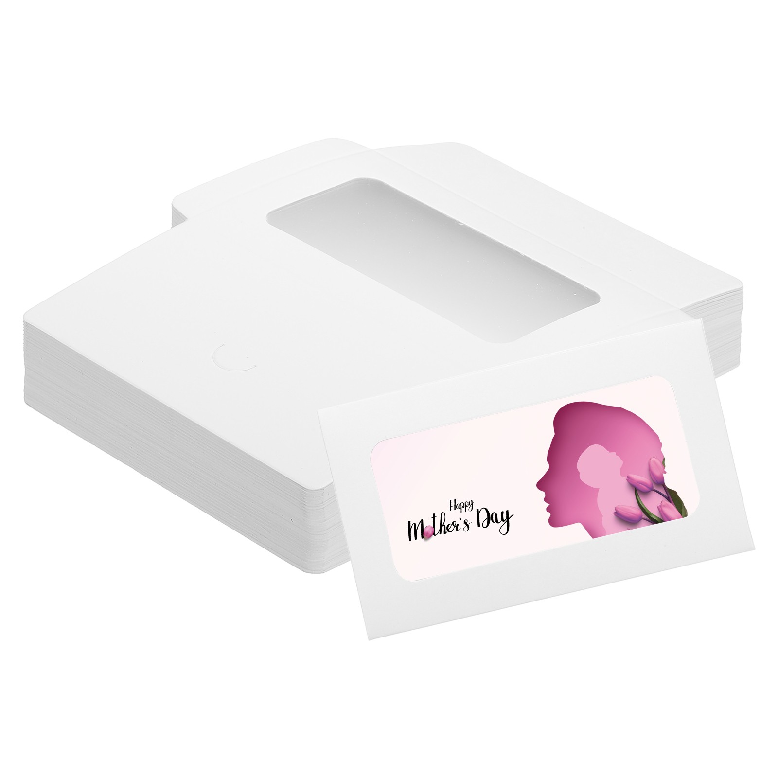 4 x 2.4 Inch Card Envelope with Window, 60 Pcs White Mini Card Envelopes
